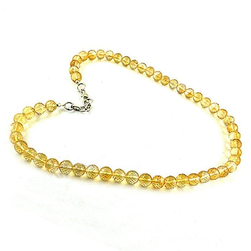 Hand-Crafted Citrine Beads 925 Silver Necklace | Yellow Beaded Citrine