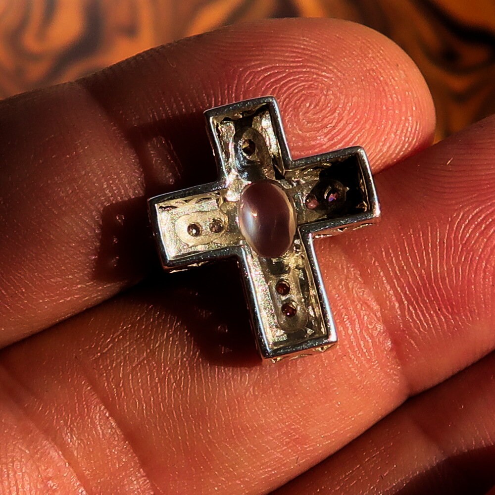 Moonstone Pendant, Sterling Silver pendant, Cross necklace, Crucifix